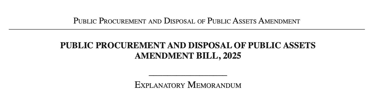 PUBLIC PROCUREMENT AND DISPOSAL OF PUBLIC ASSETS AMENDMENT BILL, 2025
